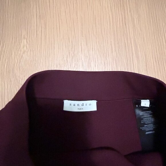 Sandro - Autumn Berkeley Fiji Asymmetric Button Skirt In Bordeaux - Picture 7 of 9